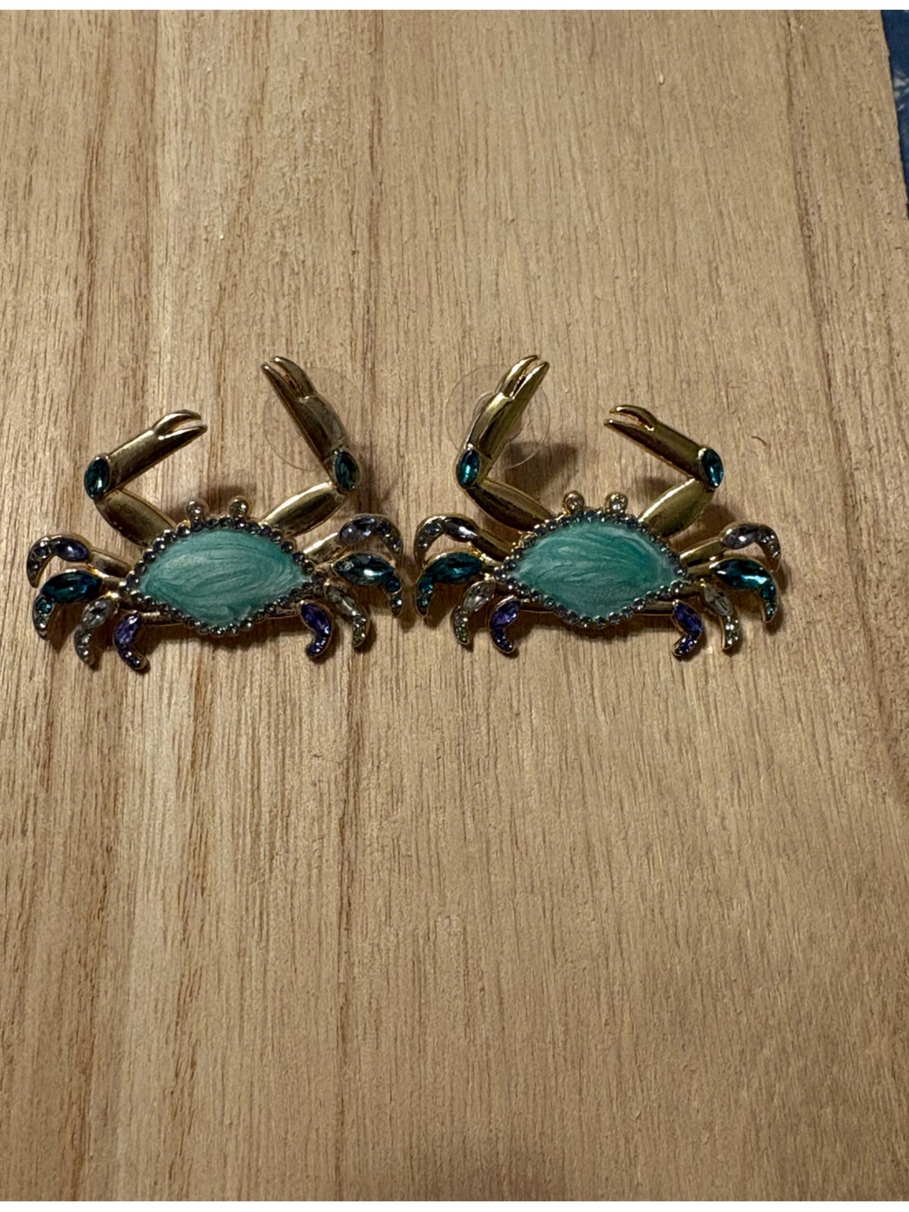 SugarFix Baublebar Gold-Tone Teal Crab Earrings with Blue Accent Stones